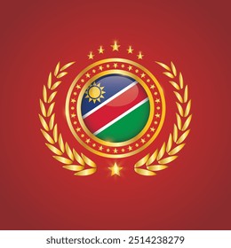 Golden Stamp With Flag. Namibia Flag Stamp. Made in Stamp Isolated in White Background. UAE, Royal, Allegiance, Symbol, Vector, Icon, Illustration.