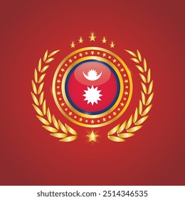 Golden Stamp With Flag. Nepal Flag Stamp. Made in Stamp Isolated in White Background. Royal, Allegiance, Symbol, Vector, Icon, Illustration.