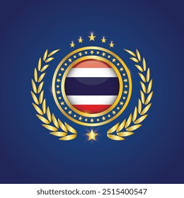 Golden Stamp With Flag. Thailand Flag Stamp. Made in Stamp Isolated in White Background. Royal, Allegiance, Symbol, Vector, Icon, Illustration.