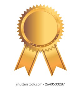 Golden stamp with ribbons isolated on white background. Luxury seal. Vector design element