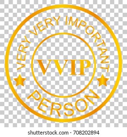 Golden. Stamp : VIP (Very Important Person), at Transparent Effect Background