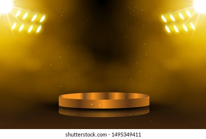 golden stand with spotlight in the studio room