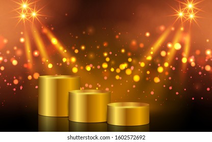 golden stand with spotlight in the studio room