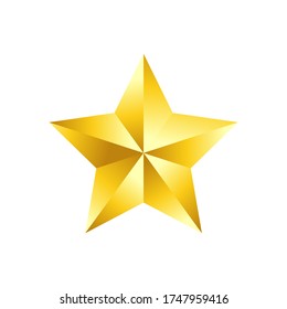 Golden Star - 3d render.gold Star label icon illustration on white background.