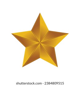 Golden star. 3D golden star.  Vector art and illustration. Golden star isolated on white background with clipping path.