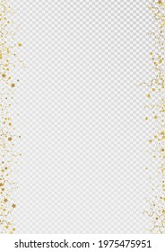 Golden Star Anniversary Vector Transparent Background. Celebration Ribbon Poster. Streamer Celebrate Illustration. Yellow Christmas Branch.