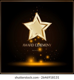 Golden star award ceremony background with glowing sparkles, glitter and luxury light effects. Elegant festive scene for celebration, honoring winners, VIP events or Hollywood movie nights.