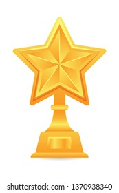 Golden Star Award Trophy Isolated on White background
