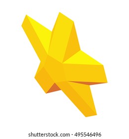Golden star awards symbol icon in isometric 3d style isolated on white background vector illustration