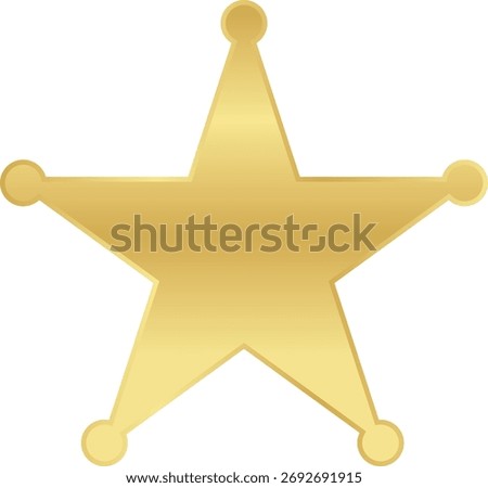 A golden star badge with rounded points, resembling a sheriff's star.
