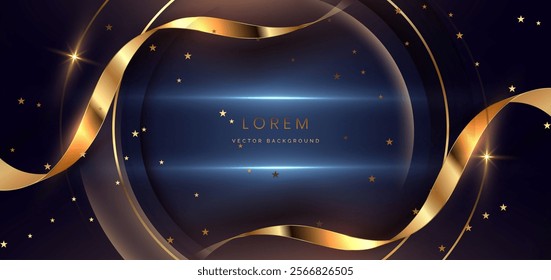 Golden star banner and ribbon background. Celebration grand openning party happy concept. Vector illustration