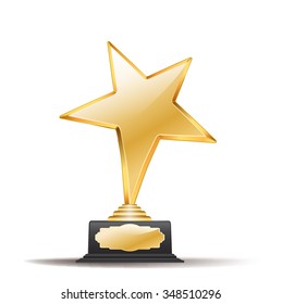 Golden Star With Black Award On White. Vector