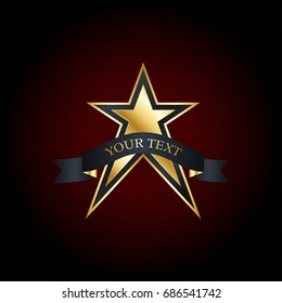 Golden star with black ribbon 