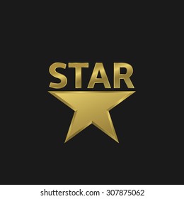 Golden star business logo for company. Vector illustration