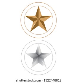 Golden star with circle vector design. symbol, icon, sign vector design. Texan star. 