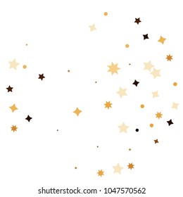 Golden star confetti. Fallen glitter vector background. White and yellow geometric stars explosion for invitation card. New year and christmas celebration template. Bright glitter flat illustration.