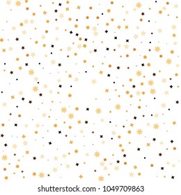 Golden star confetti. Fallen glitter vector background. White and yellow geometric stars explosion for invitation card. New year and christmas celebration template. Bright glitter flat illustration.
