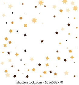 Golden star confetti. Fallen glitter vector background. White and yellow geometric stars explosion for invitation card. New year and christmas celebration template. Bright glitter flat illustration.
