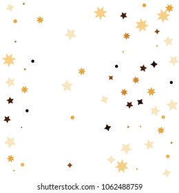 Golden star confetti. Fallen glitter vector background. White and yellow geometric stars explosion for invitation card. New year and christmas celebration template. Bright glitter flat illustration.