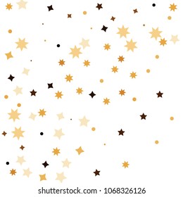 Golden star confetti. Fallen glitter vector background. White and yellow geometric stars explosion for invitation card. New year and christmas celebration template. Bright glitter flat illustration.