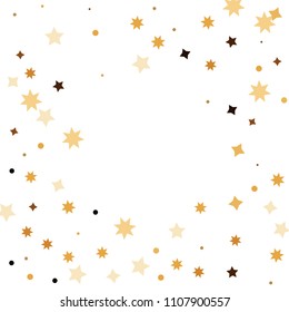 Golden star confetti. Fallen glitter vector background. White and yellow geometric stars explosion for invitation card. New year and christmas celebration template. Bright glitter flat illustration.