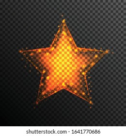 golden star from connecting dot and line. light effect. vector illustration, isolated on transparent background