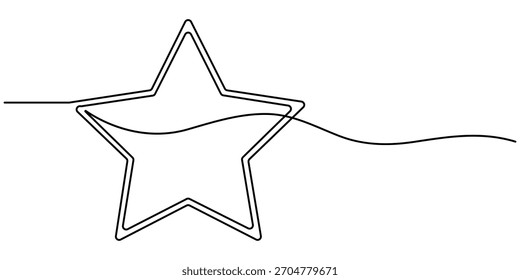 golden star continuous one line drawing, Continuous one line drawing of an abstract outlined star with golden colorings. Minimalistic vector illustration. 