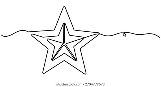 golden star continuous one line drawing, Continuous one line drawing of an abstract outlined star with golden colorings. Minimalistic vector illustration. 