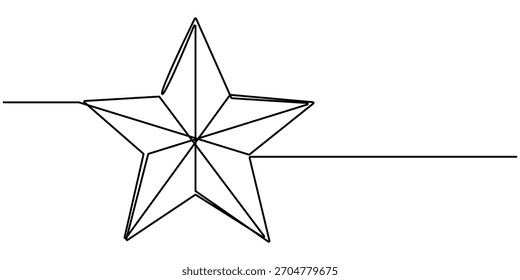 goldener Stern durchgehende einzeilige Zeichnung, durchgehende einzeilige Zeichnung eines abstrakten umrissenen Sterns mit goldenen Färbungen. Minimalistische Vektorgrafik. 