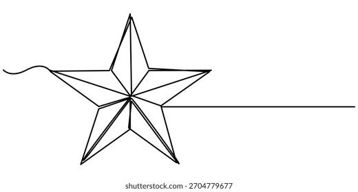 golden star continuous one line drawing, Continuous one line drawing of an abstract outlined star with golden colorings. Minimalistic vector illustration. 