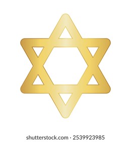 Golden star of David, Star of David Judaism, Gold hexagon, angle, painted, gold vector. Symbol of Judaism flat icon for apps and websites