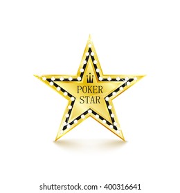 Golden star with diamonds on white background. Poker concept. Vector Illustration