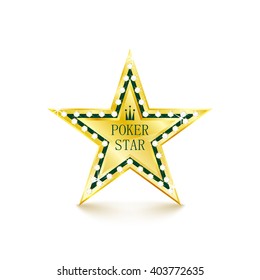 Golden star with diamonds on white background. Poker concept. Vector Illustration