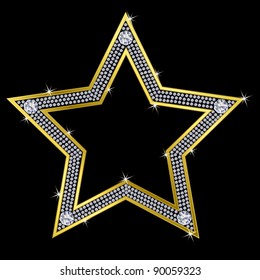 Golden Star With Diamonds, Vector