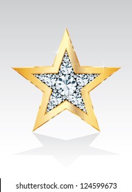 golden star with diamonds, vector template for cosmetics, show business or something else