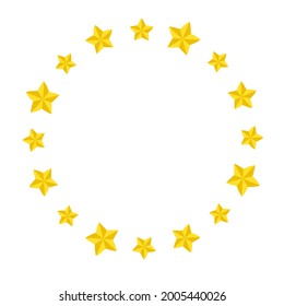Golden star elegant border or frame in cartoon style for design isolated on white, stock vector illustration