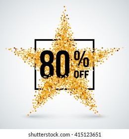 Golden Star and Frame with Discount Eighty Percent