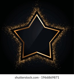 golden star frame with golden glitter