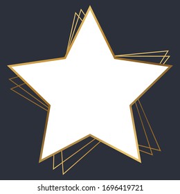 A Golden star frame. Vector decorative border with golden stars. Design template for banner, greeting card, poster, packing design