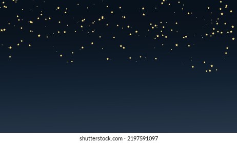 Golden star glitter elements on dark night background luxury style. Vector graphic illustration.