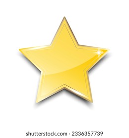 Golden star icon. 3d rendering. Vector illustration.