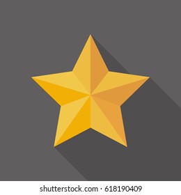 Golden star icon in flat style. Vector illustration