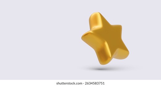 Golden Star Icon Floating with Soft Shadow on Light Background. Perfect for Rating, Reward, Favorite, and Achievement Concepts. Glossy and Stylish Vector Illustration.