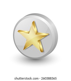 Golden star icon placed on white background