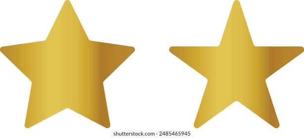 Golden star icon set in different shapes isolated on white background . Vector illustration