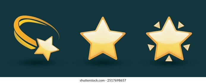 Golden star icon set on dark background