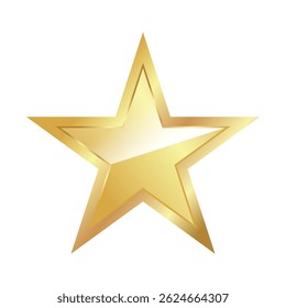 Golden Star Icon – Shiny Metallic Vector Symbol for Achievement, Rating, or Reward Badge