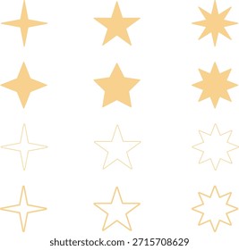 Goldener Stern Icon Vektor Kollektion auf transparentem Hintergrund