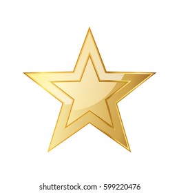 Golden star icon. Vector illustration. Golden star icon on white background.