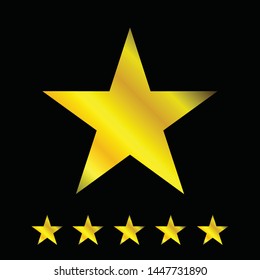 Golden Star  Icon Vector Image for Rating or achievement with Black Background